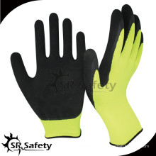 SRSAFETY 13g Hallo-Viz gelb Liner Palm Latex Handschuh Garten Handschuh Schaum Finish